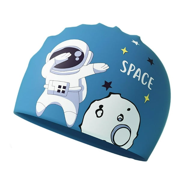 Gorro de baño para niños, gorro de ducha antideslizante para niños, hombres y mujeres, de natación ligero, resistente al agua para surfear y bucear. Azul