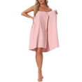 thumbnail image 2 of INSPIRE CHIC Women's Waffle Spa Wrap & Hair Towel Dress Body Wrap Robes Snap Closure Towelling Gym Shower Bathrobe One Size Pink, 2 of 6
