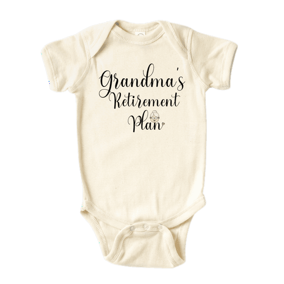 Grandma's Retirement Plan Baby Bodysuit, Newborn Outfit, Baby Clothes, Gift for Children 0-3m Natural