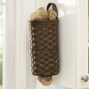 Woven Farmhouse Basket-Look Plastic Bag Dispenser for Kitchen - Chocolate Brown