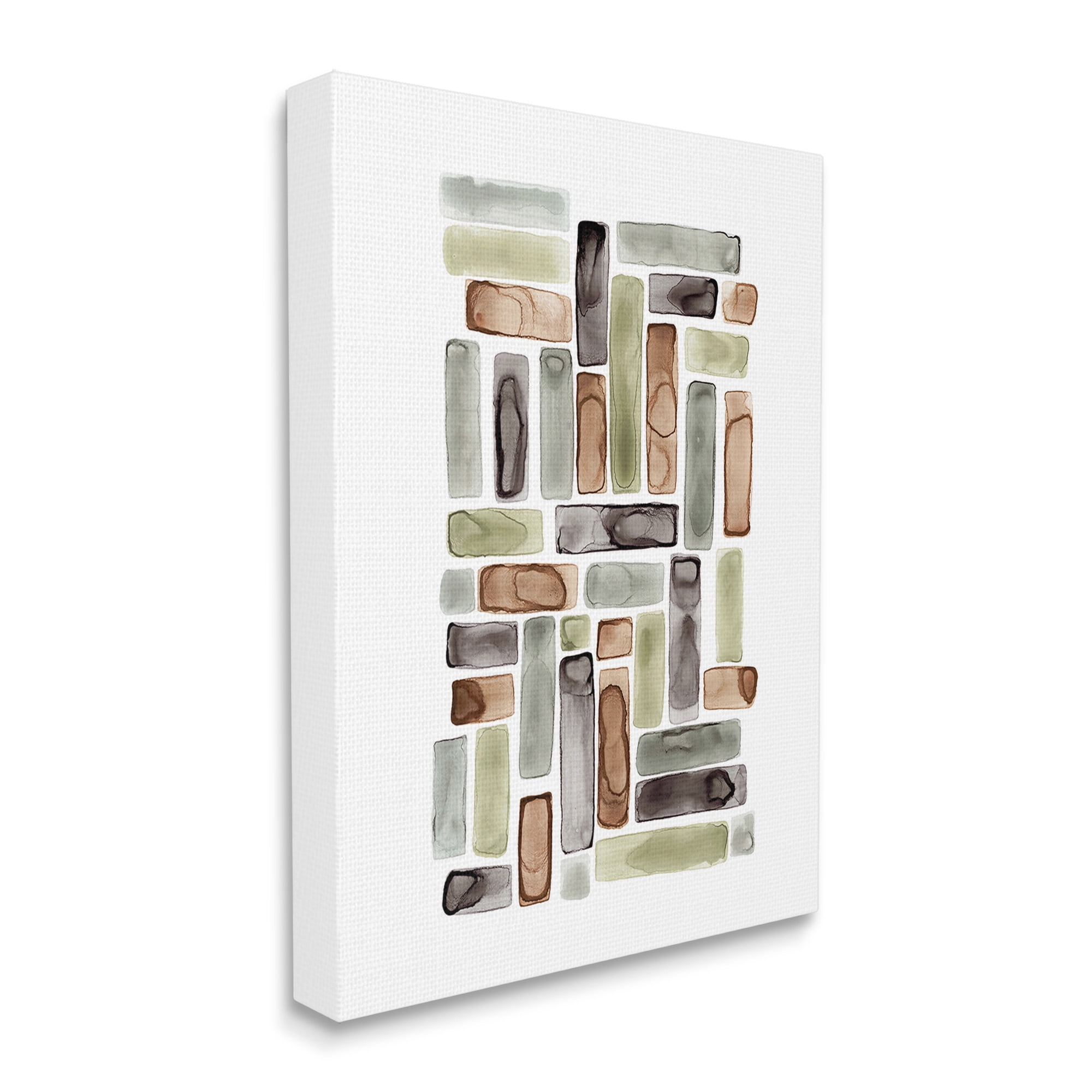 Stupell Industries Mosaic Style Shapes Abstract Painting Gallery Wrapped Canvas Art Print Wall Art, 30 x 40