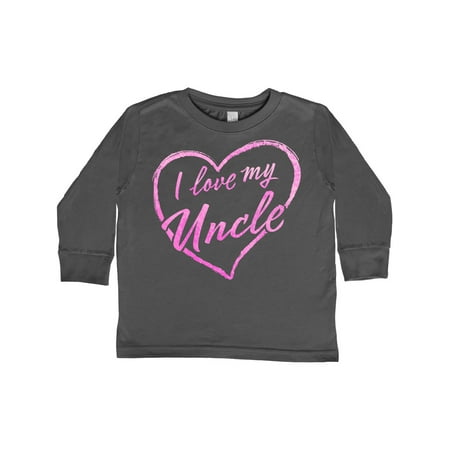 

Inktastic I Love My Uncle in Pink Chalk Heart Gift Toddler Boy or Toddler Girl Long Sleeve T-Shirt