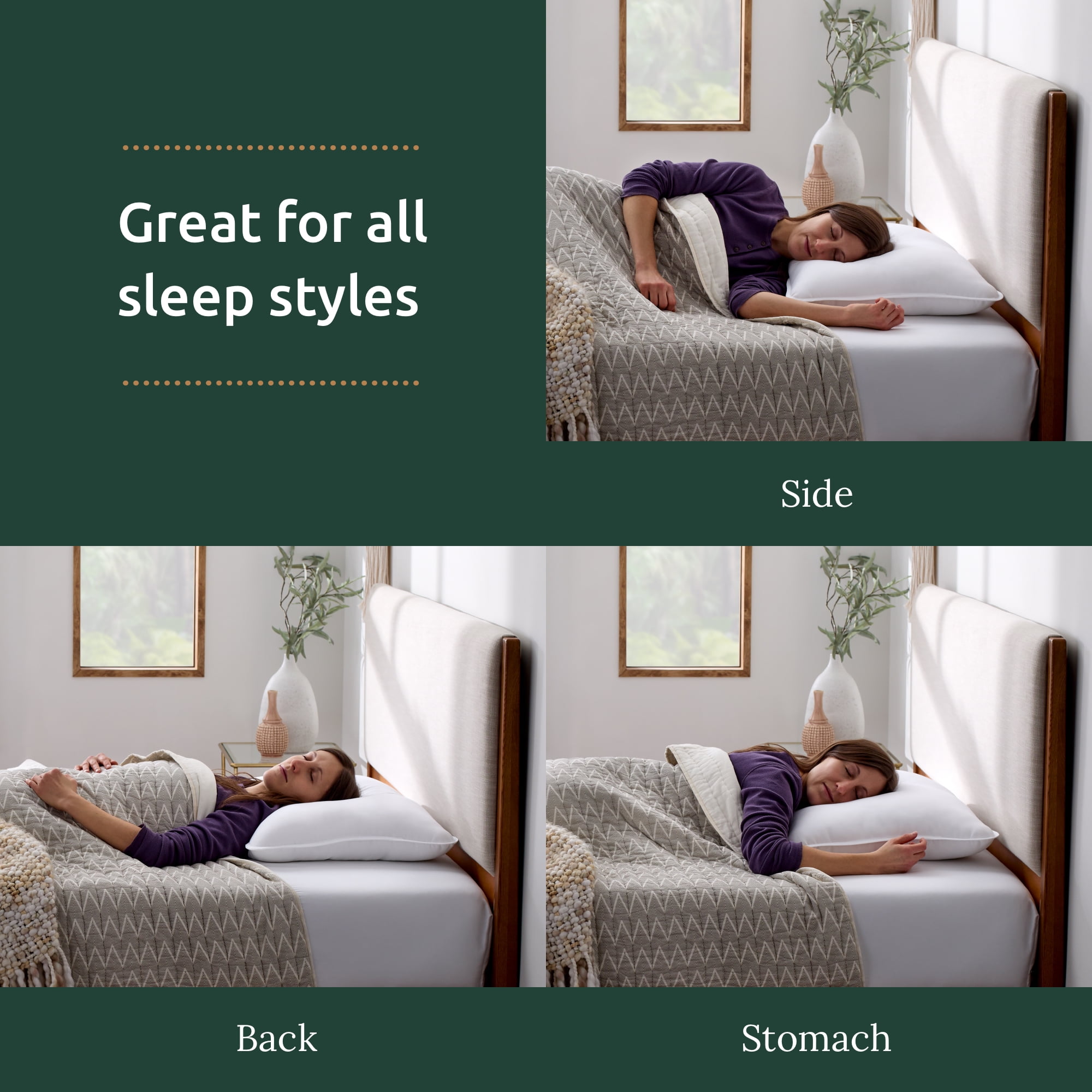 Down Alternative Pillow, Medium, Queen, 2 Pack, Rest Haven
