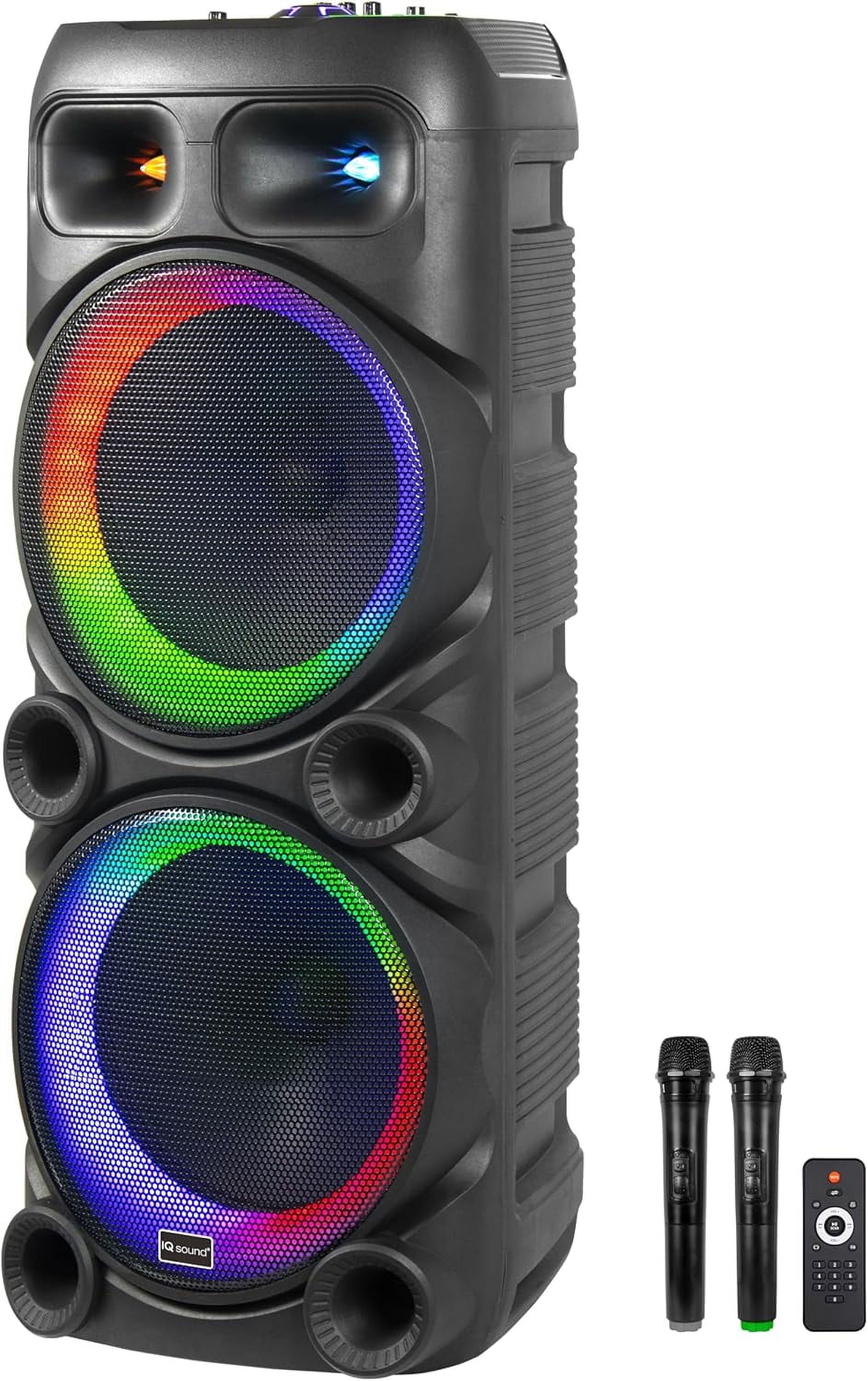 IQ Sound IQ-7012DJBT 2 x 12-Inch Bluetooth Speaker with Light Show