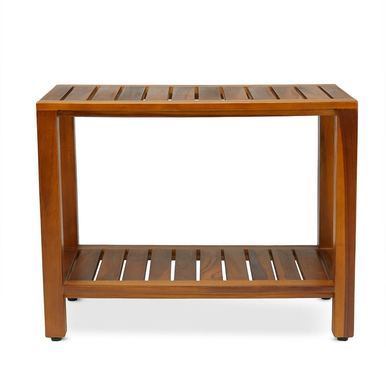 TeakCraft 24 Inch Teak Shower Bench with Shelf Fully Assembled The Eske Walmart