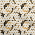 thumbnail image 1 of oneOone Silk Tabby Light Brown Fabric Asian Japanese Koi Fish Watercolor Craft Projects Decor Fabric Printed By The Yard 42 Inch Wide, 1 of 4