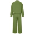 thumbnail image 5 of DailyTrove Women's Long Sleeve Crew Neck Tracksuit - Solid Color, Loose Fit, Fall & Casual Daily Wear,Green, 5 of 6