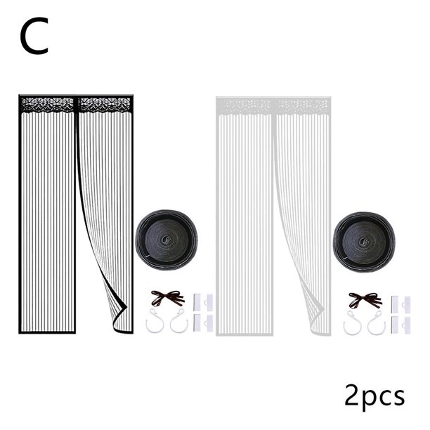Cortina de puerta de verano en blanco y negro, sencilla, antimosquitos, mosquitera, automática, con succión magnética, para el hogar