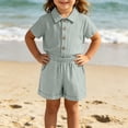 thumbnail image 4 of BLVB Baby Boy Girl Summer Clothes Toddler Infant Cotton Linen Short Sleeve Button up Dress Shirt Pocket Shorts Set 2PCS Outfit(Green AA1,12-18 Months), 4 of 8