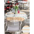 thumbnail image 6 of Outdoor Tablecloth with Umbrella Hole Zipper Orange Green Ethnic Tribe Round Tablecloth 60" Waterproof Outside Table Cloth Boho Traditional Geometric Patio Table Cover Tablecloths for Picnic Party, 6 of 8