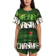 thumbnail image 1 of Fotbe Merry Christmas Conjunto de Pijama Estampado para Mujer, 2 Piezas, Ropa de Dormir con Camiseta de Manga Corta y Shorts Suaves-Medium, 1 of 6