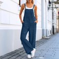 thumbnail image 2 of Avolia Women's Washed Denim Jumpsuit Sleeveless Wide Leg Casual Overalls Relaxed Fit Pant, 2 of 4