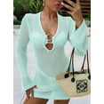 thumbnail image 5 of Women Beach Crochet Cover Ups Summer Knit Swimwear Mesh Bathing Suit Hollow Out Dress 2025 Vacation Swimsuit Blue S, 5 of 7