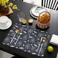 thumbnail image 3 of Dark Blue Halloween Spider Webs Bats and Spiders Summer Placemats Table Placemats Set Of 6-Linen Kitchen Washable Placemats Table Mats 11.8"x17.7" Non-Slip Heat Resistant, 3 of 5