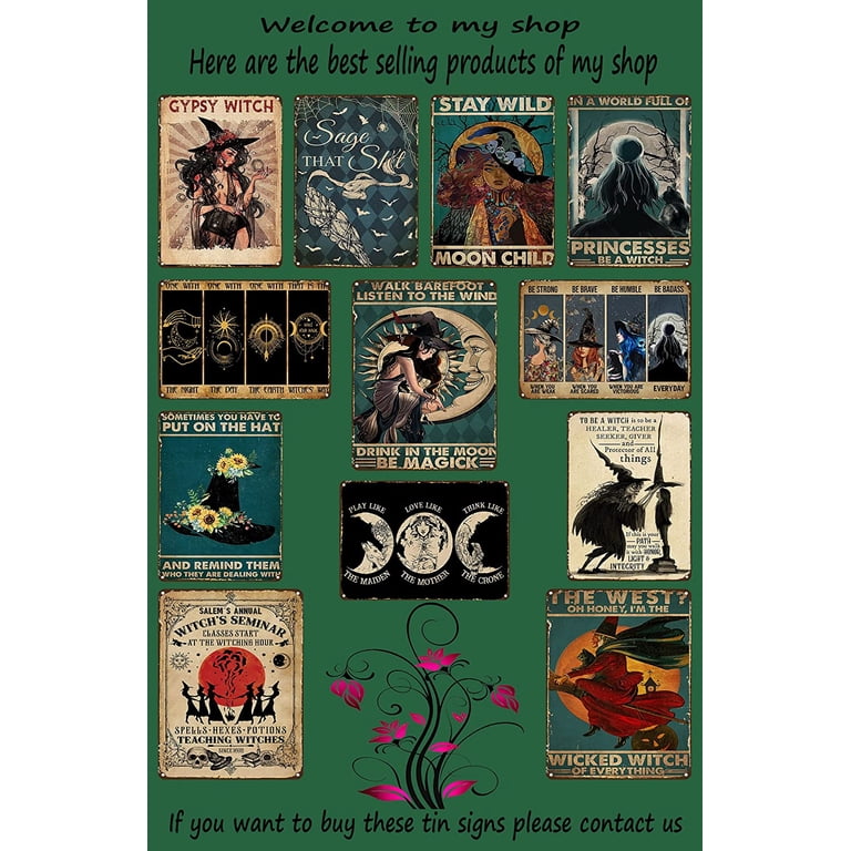 Wicked Witch Way Metal Tin Sign - 4"x16", Vintage Novelty Street Sign, Home Bar Decor