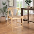 thumbnail image 2 of Wishbone Counter Height Bar Stool with Natural Finish, Rubberwood Frame, 2 of 7
