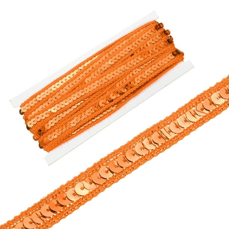 0.5 Inch x 5 Yards Sequin Ribbon Trim Strip for Crafts Embellishments, Orange