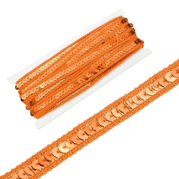0.5 Inch x 5 Yards Sequin Ribbon Trim Strip for Crafts Embellishments, Orange