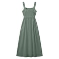 thumbnail image 5 of SZJXBUY Maxi Flowy Dresses for Women Elegant Casual Sleeveless Button Down Dresses-Summer Plus Size A Line Bohemian Spaghetti Strap Swing Sundress with Pockets Green,XXL, 5 of 8