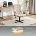 thumbnail image 6 of EYYTHUNG Home Office Desk Chair No Wheels with Arms, Crossleg Adjustable Stationary Ergonomic Office Swivel Working Computer Chair, Cream White, 6 of 7