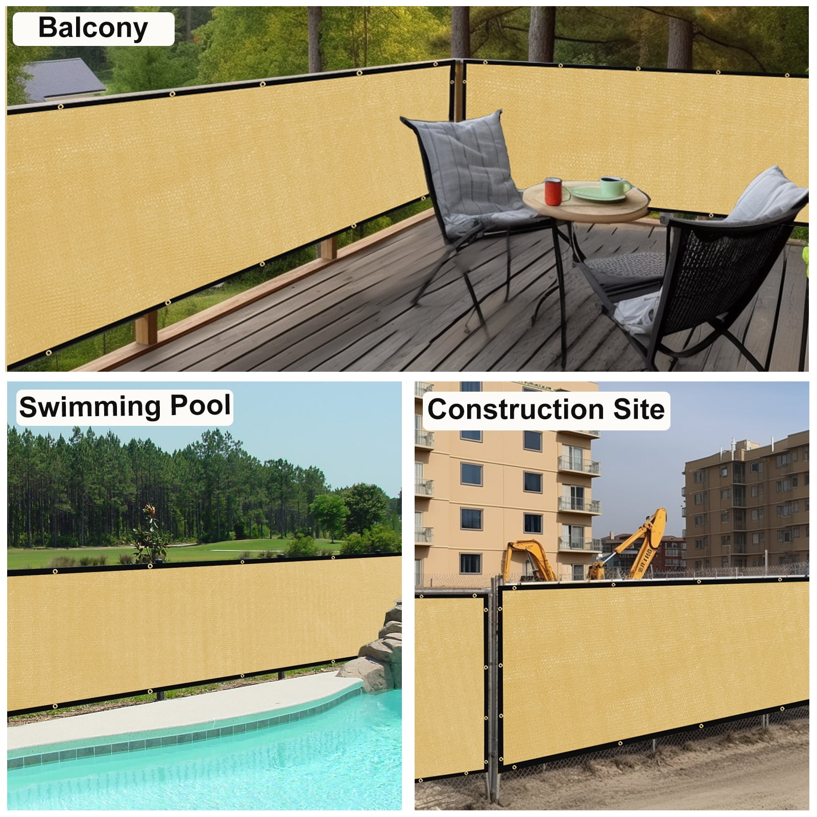 5'X25' HDPE Privacy Fence, Sand