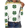 thumbnail image 4 of St. Patrick's Day Long Sleeve Shirt for Women Shamrock Clover Graphic Crewneck Soft Festive Holiday Party Graphic Clothes Casual Tee Top, 4 of 8
