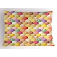 thumbnail image 1 of Ice Cream Pillow Sham Circular Shapes with Several Ice Cream Flavors Background Colorful Yummy Print, Decorative Standard Queen Size Printed Pillowcase, 30 X 20 Inches, Multicolor, by Ambesonne, 1 of 2