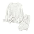 thumbnail image 4 of XIAONU Womens Cable Knit Pajama Set Warm Long Sleeve Top & Pants Homewear Fall Winter Warm Cozy Sleepweart Set, 4 of 4
