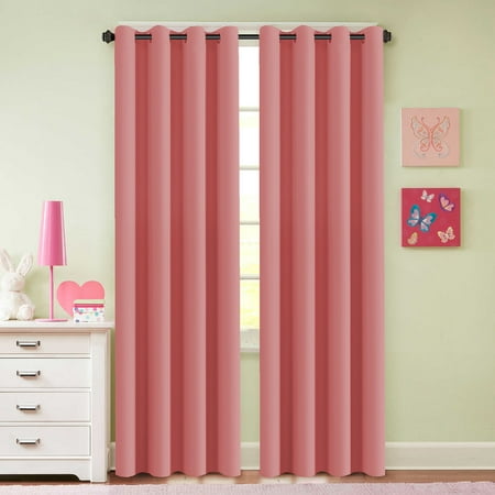 Baby Girl Room Mirrors H.Versailtex Ultra Soft and Smooth Thermal Insulated Blackout Curtains for Baby Girls Room / Nickel Grommet Window Draperies,52 by 84 Inch,Set of 2 - Strawberry Pink ()
