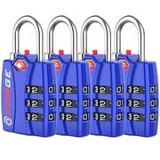 NEW Forge TSA Approved Luggage Locks, Alloy Body, Open Alert Red Indicator, Lifetime Warranty, Hardened Steel Shackle (Blue 4 Pack)