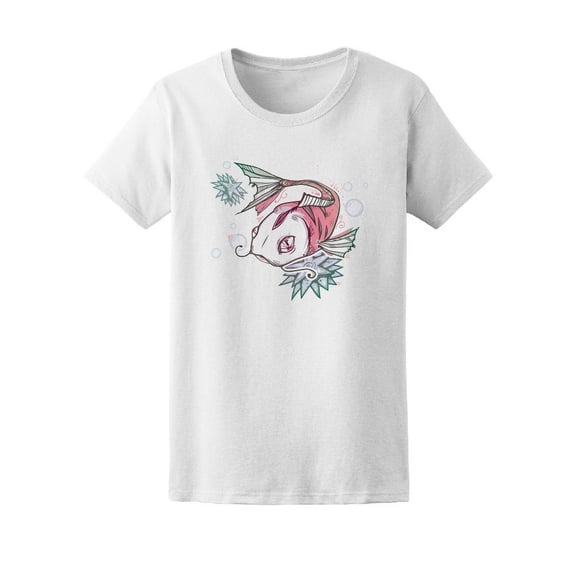 Asian Drawing Of Fish T-Shirt Women -Image by Shutterstock, Female Small