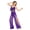 Purple, variant on Women Two Piece Lyrical Dancewear Mesh Tops Pants Suit for Party Waltz Modern Ballet Dance Wear White M