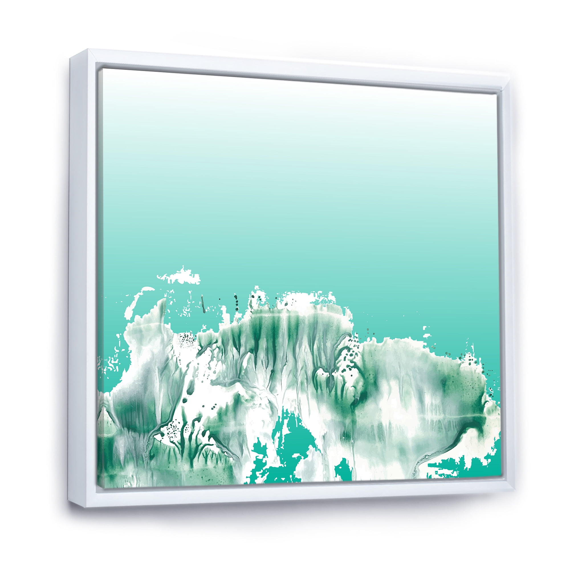 Designart 'Auquamarine Landscape Turquoise Splashes' Traditional Framed Canvas Wall Art Print