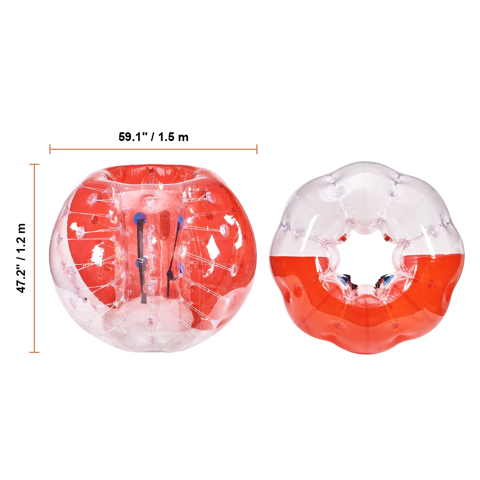KFFKFF Blow-up Bumper Sphere Single Pack, 5FT/1.5M Body Size, Suitable for Teens & Adults, 0.8mm PVC Thickness, Human-Sized Hamster Bubble Balls for Outdoor Group Fun