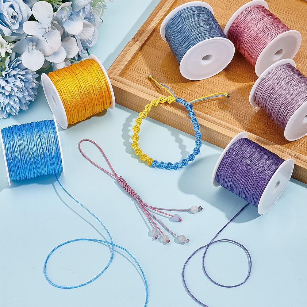 1set 453 Yards Nylon Beading String 18 colors 1mm Jewelry Nylon Cord Chinese Knotting Cord Beading Thread for Kumihimo Bracelets Beading Necklaces Macrame Craft Wind Chime