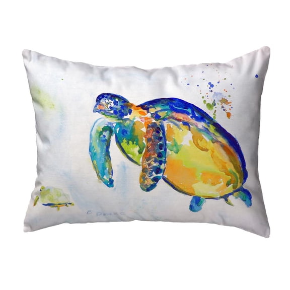 Betsy Drake Interiors Blue Sea Turtle II No Cord Pillow 16x20
