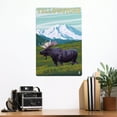 thumbnail image 2 of Yellowstone National Park, Wyoming, Moose and Mountain (12x18 Aluminum Art, Indoor Outdoor Metal Sign Decor), 2 of 5