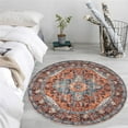 thumbnail image 4 of 4 ft Round Area Rug, Yamaziot Boho Vintage Oriental Circle Carpet, Washable Non Slip Non Shedding Soft Faux Indoor Floor Mat Rug for Bedroom Living Room Sofa Office, 4 of 9
