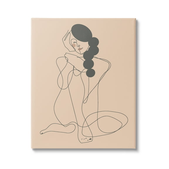 Stupell Industries Abstract Woman Sitting Scribble Drawing Smiling Outline Graphic Art Gallery Wrapped Canvas Print Wall Art, Design by Kendra Shedenhelm