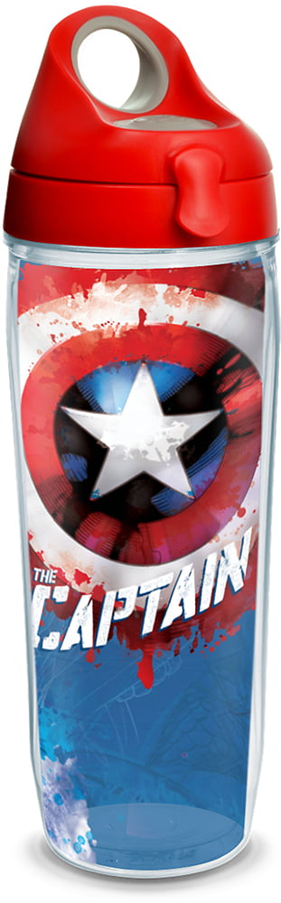 Tervis Marvel Captain America Movie Shield Wrap 24oz Tumbler with Red Lid NEW 