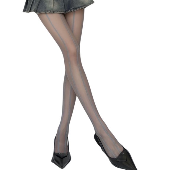 Slimming Vertical Striped Design Sheer Tights Stockings For Women Control Top Weave Wheat Pattern Pantyhose Leggings