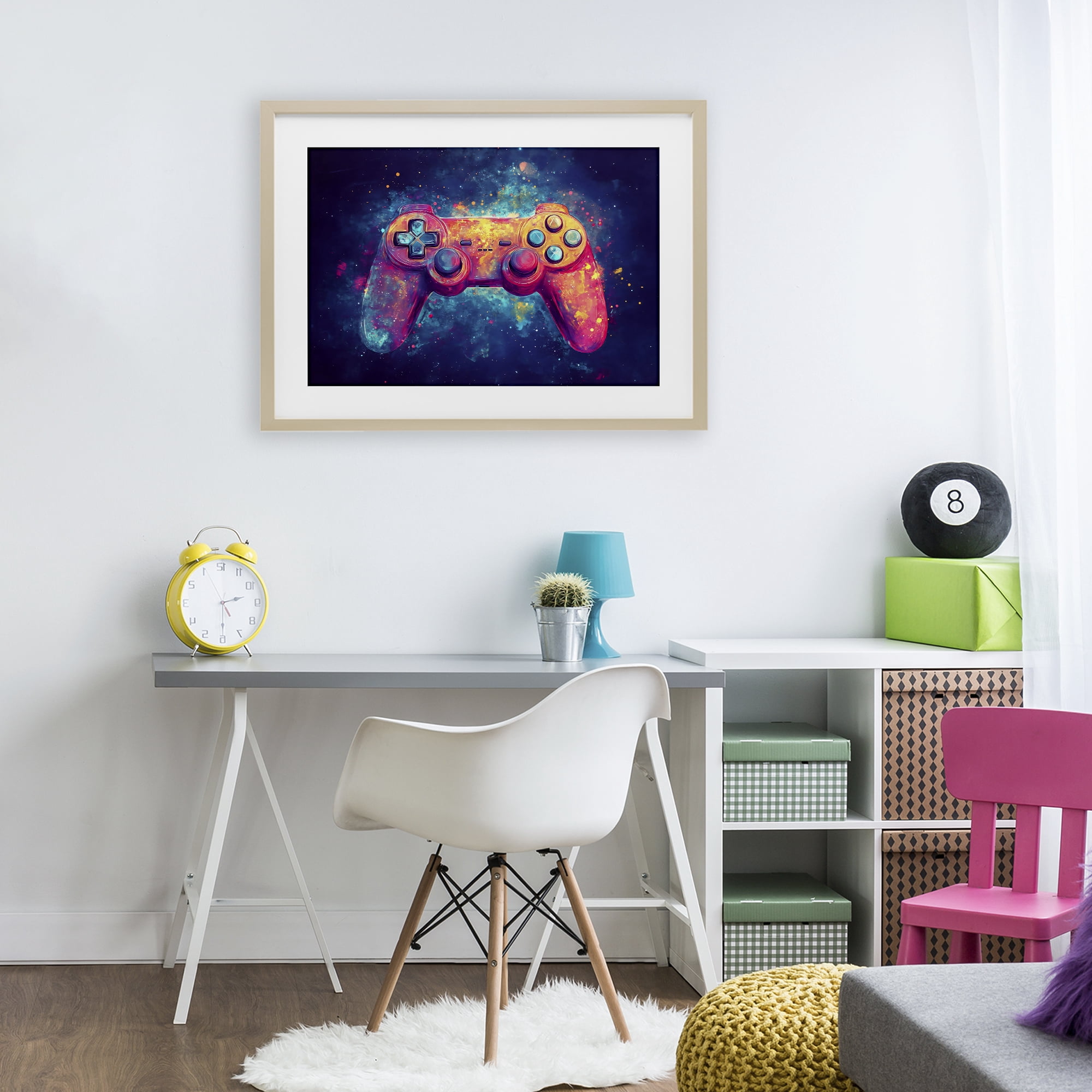 Stupell Industries Futuristic Cosmic Game Controller Birch Framed Print Under Glass, design by Creative Studio