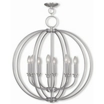 Traditional Farmhouse Eight Light Chandelier-Brushed Nickel Finish Bailey Street Home 218-Bel-1260967
