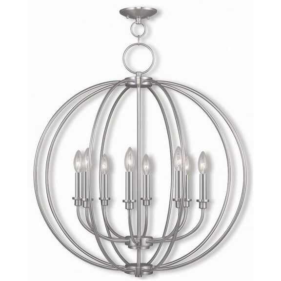 Traditional Farmhouse Eight Light Chandelier-Brushed Nickel Finish Bailey Street Home 218-Bel-1260967
