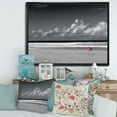 thumbnail image 2 of Designart 'Black and White Coastline Under Cloudy Sky' Lake House Framed Canvas Wall Art Print, 2 of 5