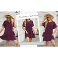 thumbnail image 2 of SHIBEVER Womens Dresses Summer Short Sleeve Mini Dress Casual Crewneck Ruffle Hem Smock Swimming Skirts Loose Shirt Dresses, 2 of 9