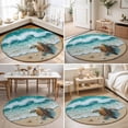 thumbnail image 4 of Small Round Rug 3Ft, Sea Turtle Seaside Non-Slip Washable Circle Rugs Carpet, Waves Summer Beach Ocean Coastal Indoor Outdoor Rug Floor Mats Throw Runner for Bedroom Living Room Bathroom, 4 of 8