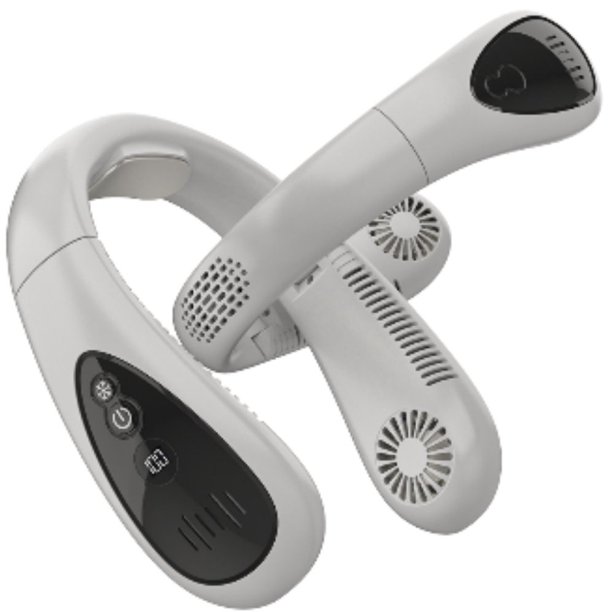 Ventilador de cuello colgante de enfriamiento de aire de verano portátil Ventilador eléctrico deportivo de 3 velocidades (blanco) Tmvgtek Libre de BPA