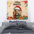 thumbnail image 3 of Merry Christmas Santa Cocker Spaniel Scarf Twinkling Lights Xmas Holiday Tapestry Cockers Dog Lover Gifts Wall Hanging Backdrop Home Decor - 00022, 3 of 5