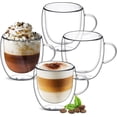 thumbnail image 1 of czcpp-8oz Tasses à Café en Verre à Double Paroi avec Poignée, Ensemble de 4 Tasses à Cappuccino en Verre Transparent, Tasses à Café et à Thé Isolées, Tasses à Espresso, Résistantes à la Chaleur, Lavables au Lave-Vaisselle, 1 of 4